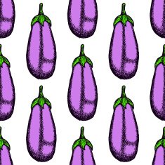 Sketch eggplant in vintage style