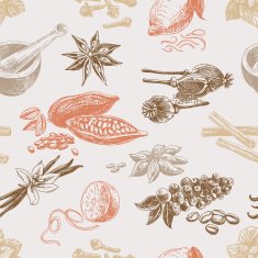 Vector seamless pattern with spices Repeating background