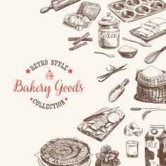 Vector bakery retro background Vintage Illustration N3