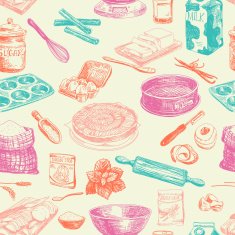 Vector bakery seamless patten Vintage Illustration Sketch