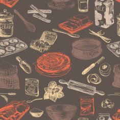 Vector bakery seamless patten Vintage Illustration Sketch N2