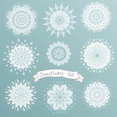 Vector illustration set with snowflakes