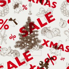 Vector hand drawn Sale christmas pattern N2