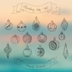 Hand drawn set of Christmas balls