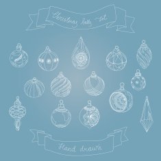 Hand drawn set of Christmas balls N3