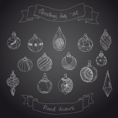 Hand drawn set of Christmas balls N4
