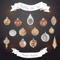 Hand drawn set of Christmas balls N5