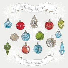 Hand drawn set of Christmas balls N6