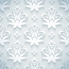 Embossed white seamless royal floral pattern