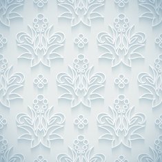 Embossed white seamless royal floral pattern N2