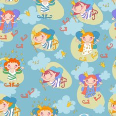 Seamless background vector illustration girls fairy on a blue ba