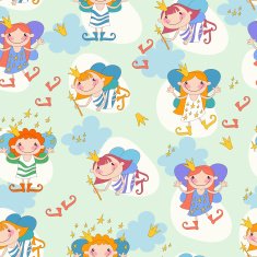 Seamless background vector illustration girls fairies Fairy wit