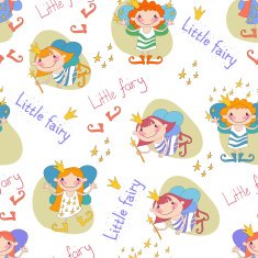 Seamless background vector illustration little fairies Girls fa