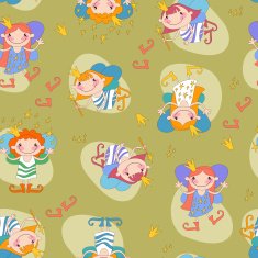 Seamless background vector illustration girls fairies on pistach