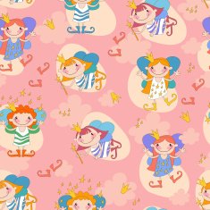Seamless background vector illustration girls fairy on a pink ba N2