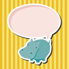 animal hippo cartoon theme elements N9