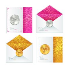 Collection of classic wedding white envelope and card