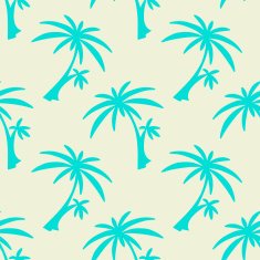 Seamless pattern with cartoon coconut palm trees