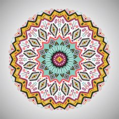 Ornamental round geometric pattern in aztec style N9