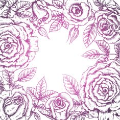 Vintage elegant greeting card with graphic flowers (roses) N2
