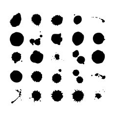 Collection of watercolor brushes blots and spray N2