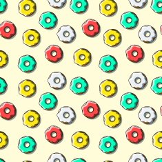 Seamless pattern of bright multi-colored donuts N2
