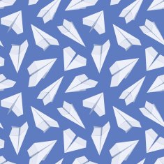 Seamless pattern with white paper planes