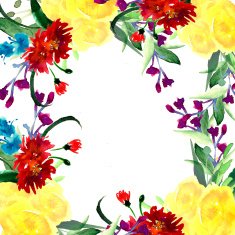 Wildflowers blooming delicate flowers background painted watercolors N21