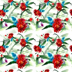 Wildflowers blooming delicate flowers background painted watercolors N32