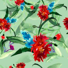Wildflowers blooming delicate flowers background painted watercolors N36