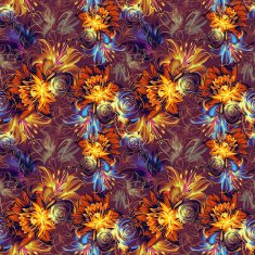 Seamless pattern Tropical exotic flowers drawn in pencil and watercolo N3