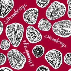 Strawberry hand drawn vintage seamless pattern N5
