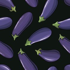 seamless background with scattered ripe eggplant N3