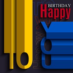 Birthday card with wishes text in the style of flat
