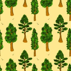 Sketch trees in vintage style