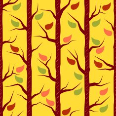 Fall trees with colorful leaves Vector seamless pattern
