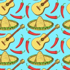 Sketch Mexican set in vintage style