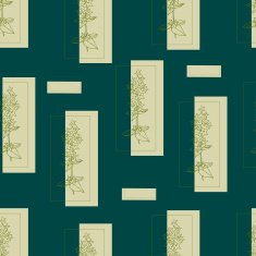 Floral seamless pattern with green hand drawn flowers