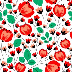Retro seamless pattern with red poppies