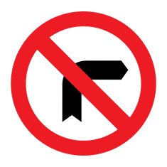 Warning traffic signs no right turn