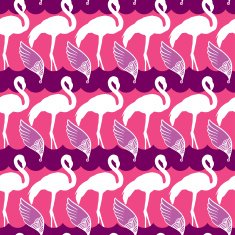 Elegance seamless pattern with pink flamingo and wings
