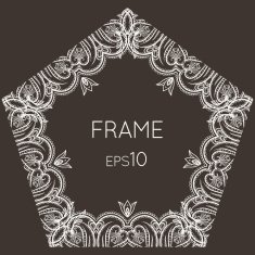 Intricate floral vector frame pentagonal