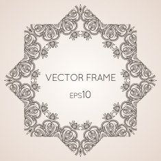 Intricate star floral vector frame