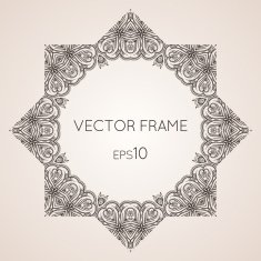 Intricate star floral vector frame N2