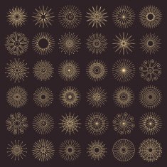 Vintage outlined sunburst set Hipster style frames for your design N2