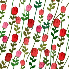 Roses seamless pattern Rose with a long stem and leaves