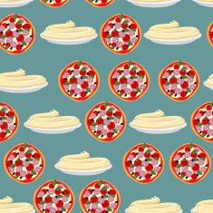Pizza and pasta-national food of Italy Seamless pattern Vector