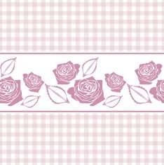 Seamless checkered background with stylized roses