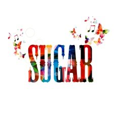 Colorful vector "SUGAR" background with butterflies
