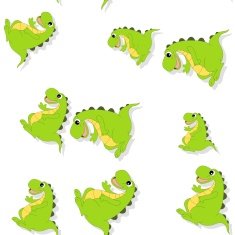 Seamless pattern with cartoon dragon on white